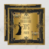 ART DECO Gatsby Fabulous Masquerade 30er Party Einladung (Vorne/Hinten)