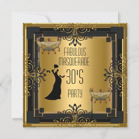 ART DECO Gatsby Fabulous Masquerade 30er Party Einladung (Vorderseite)