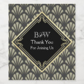 Art Deco Gatsby fleur-de-lis danke grau Weinetikett (Einzelnes Label)