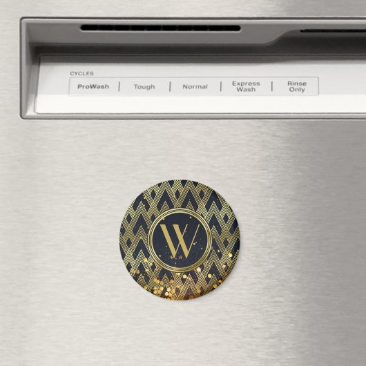 Art Deco Gatsby Glamour Geometrisches Mustermonogr Magnet (In Situ (Geschirrspüler))