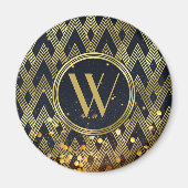Art Deco Gatsby Glamour Geometrisches Mustermonogr Magnet (Vorne)