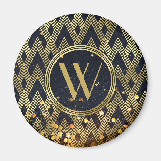 Art Deco Gatsby Glamour Geometrisches Mustermonogr Magnet (Vorne)