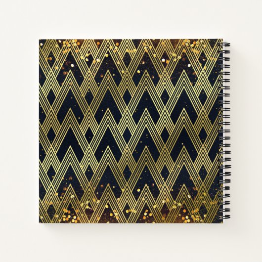 Art Deco Gatsby Glamour Geometrisches Mustermonogr Notizbuch (Rückseite)