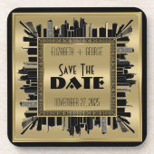 Art Deco Gatsby Glamour Gold Schwarz Getränkeuntersetzer (Vorderseite)