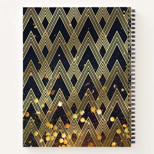 Art Deco Gatsby Glitzer Geometrisches Mustermonogr Notizbuch (Rückseite)