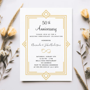 Art Deco Gatsby Gold 50. Hochzeitstag Einladung