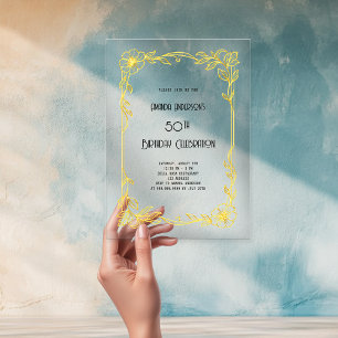 Art Deco Gatsby gold Geburtstag klar Acryleinladungen
