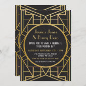 Art Deco Gatsby Great 20s Wedding Invite 1920 Einladung (Vorne/Hinten)