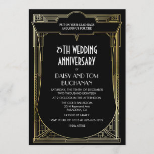 Art Deco Gatsby Hochzeits-Jubiläumseinladung Einladung