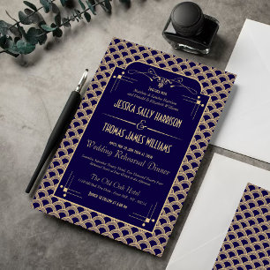 Art-Deco-Gatsby-Hochzeitsessen der 20er Jahre - Ho Einladung