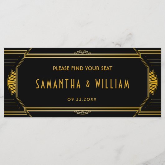 Art Deco Gatsby Hochzeitskarte Programm (Rückseite)