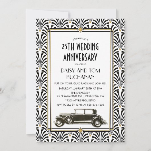 Art Deco Gatsby Hochzeitstag Einladung (Vorderseite)