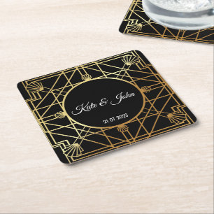 Art Deco Gatsby Inspirred Coasters for Wedding Rechteckiger Pappuntersetzer