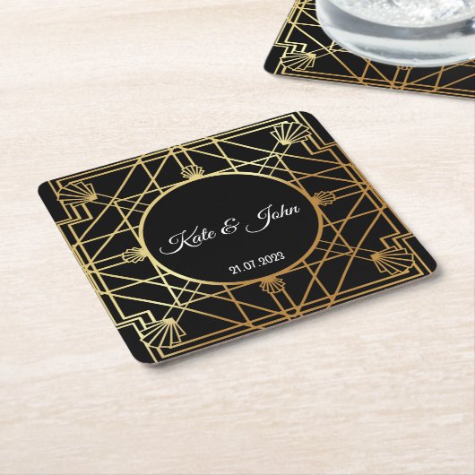 Art Deco Gatsby Inspirred Coasters for Wedding Rechteckiger Pappuntersetzer (angewinkelt)