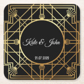 Art Deco Gatsby Inspirred Coasters for Wedding Rechteckiger Pappuntersetzer (Vorderseite)