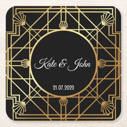 Art Deco Gatsby Inspirred Coasters for Wedding Rechteckiger Pappuntersetzer (Vorderseite)