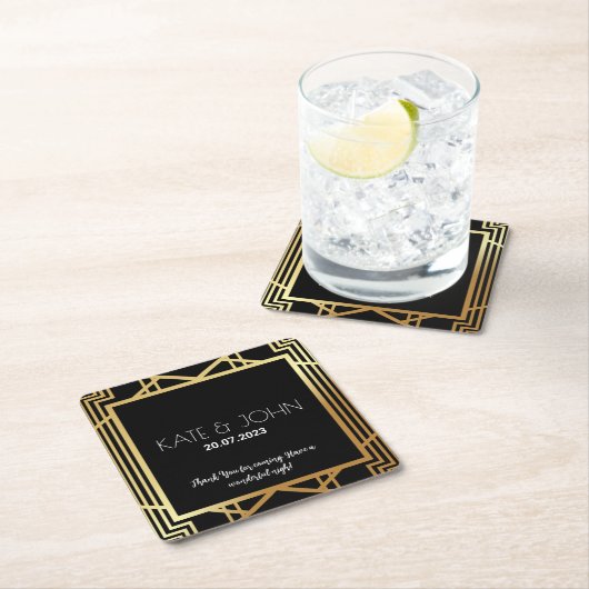 Art Deco Gatsby Inspirred Coasters for Wedding Rechteckiger Pappuntersetzer (Vor Ort)