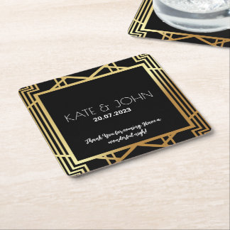 Art Deco Gatsby Inspirred Coasters for Wedding Rechteckiger Pappuntersetzer
