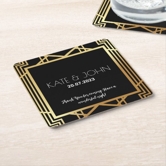 Art Deco Gatsby Inspirred Coasters for Wedding Rechteckiger Pappuntersetzer (angewinkelt)