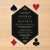 Art Deco Gatsby Las Vegas Casino Poker Hochzeit Acryleinladungen (Vorderseite)