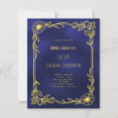 Art Deco Gatsby Marineboldgold Einladung zum Gebur (Vorderseite)
