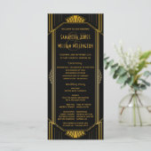 Art Deco Gatsby Modern Wedding Timeline Programm (Stehend Vorderseite)