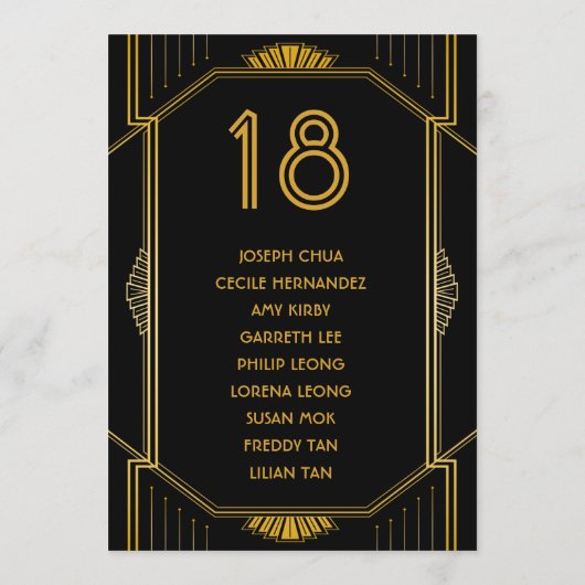 Art Deco Gatsby Moderne Hochzeitssitzkarte Programm (Rückseite)