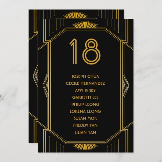 Art Deco Gatsby Moderne Hochzeitssitzkarte Programm (Vorne/Hinten)