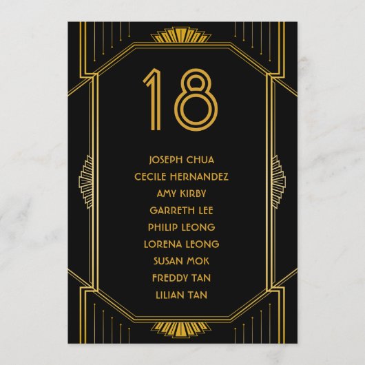 Art Deco Gatsby Moderne Hochzeitssitzkarte Programm (Vorderseite)