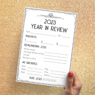 Art Deco Gatsby New Year Party Year of Review Card