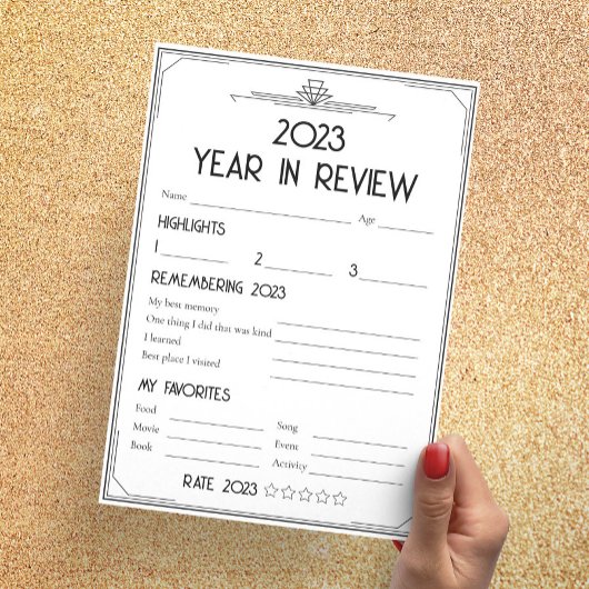 Art Deco Gatsby New Year Party Year of Review Card