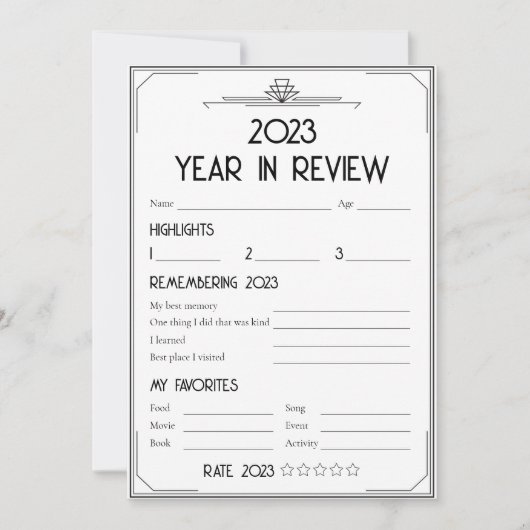 Art Deco Gatsby New Year Party Year of Review Card (Vorderseite)
