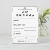 Art Deco Gatsby New Year Party Year of Review Card (Stehend Vorderseite)