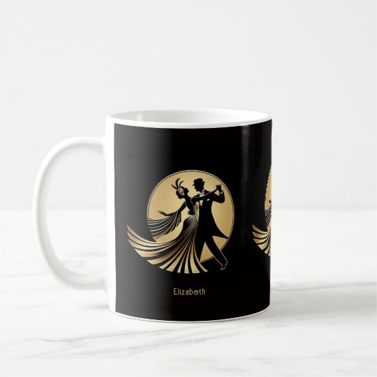 Art Deco Gatsby Roaring 20er Geschenkname Kaffeetasse (Links)