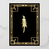 Art Deco Gatsby Roaring 20s 30th Birthday Real Folieneinladung (Rückseite)