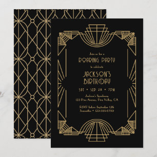 Art Deco / Gatsby / Roaring 20s Geburtstagsfeier Einladung
