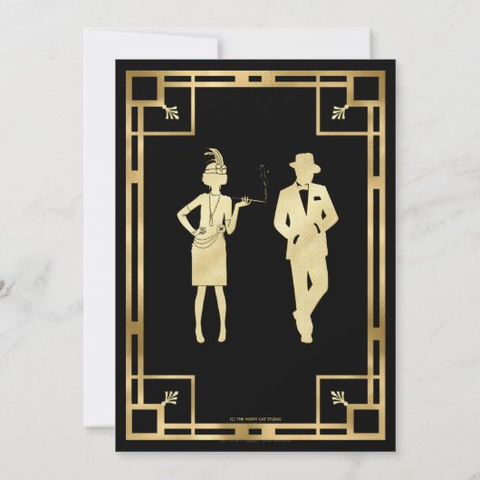 Art Deco Gatsby Roaring 20s Murder Mystery Party Einladung (Rückseite)