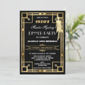 Art Deco Gatsby Roaring 20s Murder Mystery Party Einladung (Stehend Vorderseite)
