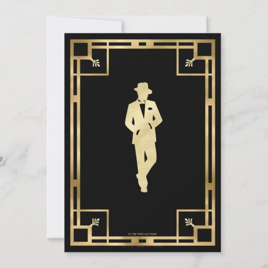 Art Deco Gatsby Roaring 20s Murder Mystery Party Einladung (Rückseite)