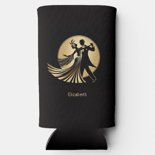 Art Deco Gatsby Roaring 20s Prohibition Gift Name Selters Dosenkühler (Rückseite)