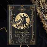 Art Deco Gatsby Roaring 20's Verbot Geburtstag Einladung<br><div class="desc">Mit dieser eleganten Geburtstags-Gala-Party Einladung mit einem rauschenden 20er-Motiv, mit einem Deko-Rahmen und der Silhouette einer eleganten Dame, die mit ihrem Partner tanzt, erwartet Sie ein toller Spaß. Eine perfekte Geburtstagsfeier-Einladung für ein großes Gatsby-Thema, in Gold und Schwarz. Ob für eine 40., 50., 60., 70. oder 80. Geburtstagsparty oder für...</div>