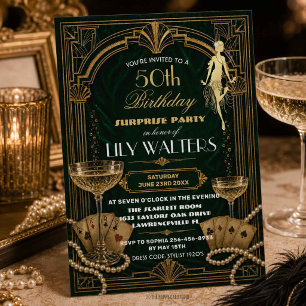 Art Deco Gatsby Roaring Twenties Geburtstag JEDES Einladung