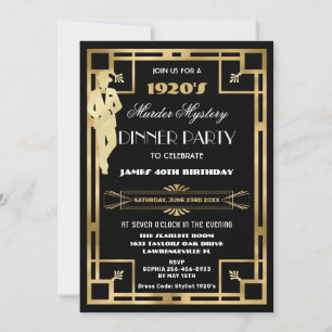 Art Deco Gatsby Roaring Twenties Mord-Mystery-Part Einladung