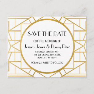 Art-Deco-Gatsby-Save the Date der 1920er Jahre - E Save The Date