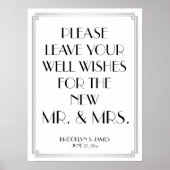 Art Deco Gatsby Silver Guestbook signieren 18x24 Poster (Vorne)