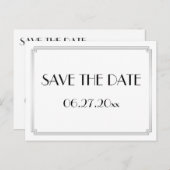 Art Deco Gatsby Silver Save the Date Postkarte (Vorne/Hinten)