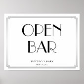 Art Deco Gatsby Silver Wedding Open Bar Sign 24x18 Poster (Vorne)