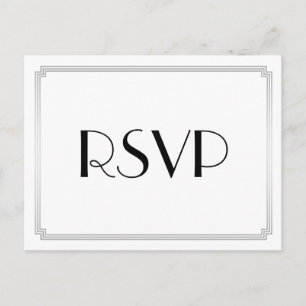 Art Deco Gatsby Silver Wedding RSVP Postkarten