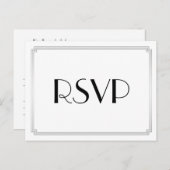 Art Deco Gatsby Silver Wedding RSVP Postkarten (Vorne/Hinten)