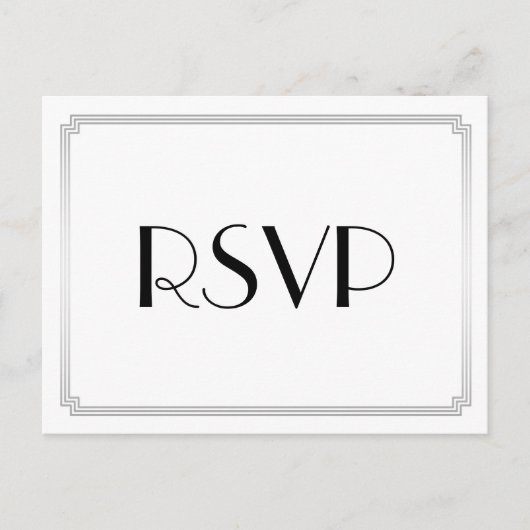 Art Deco Gatsby Silver Wedding RSVP Postkarten (Vorderseite)